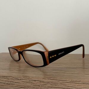 PRADA VPR 10F 2BX1O1 Black and Orange  Rectangular Eyeglasses
